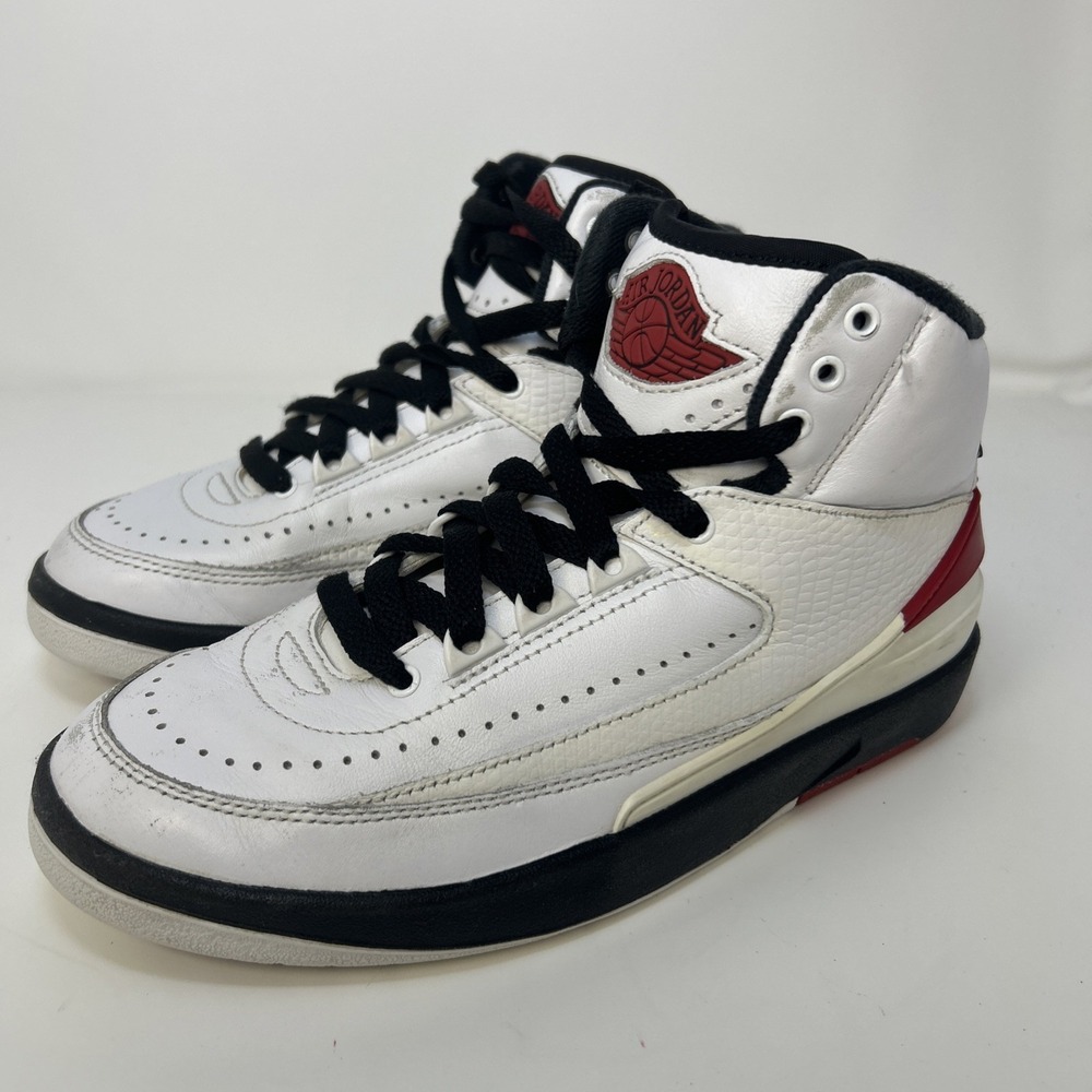 Nike Air Jordan 2 Mid Retro Sneakers 'Chicago'‎ Boy's Sz 4Y White/Red DX2591-106